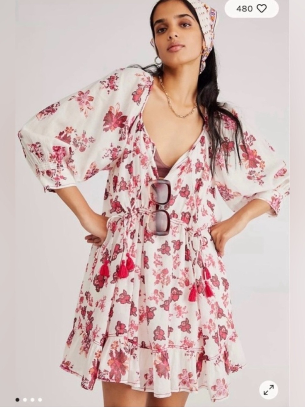 Free People Camella Floral Tie-Waist Dress EUC